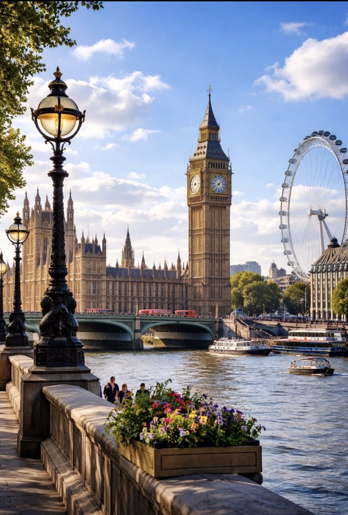 Big Ben et la Tamise à Londres par une journée ensoleillée